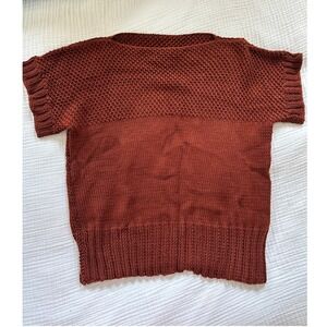 Handmade Knit Sweater‎ Brown Rust Short Sleeve Medium Boho Cottagecore Grandma
